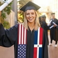 thumbnail image 3 of Dominican Republic & USA United States Flag Shawl Sash Stole Graduation Shawls Wraps Scraf For International Study, 3 of 5