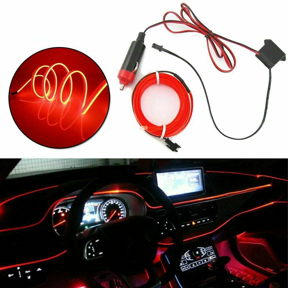 Red 2M 12V LED Car  Auto Interior Decorative Atmosphere Wire Strip Light Lamp