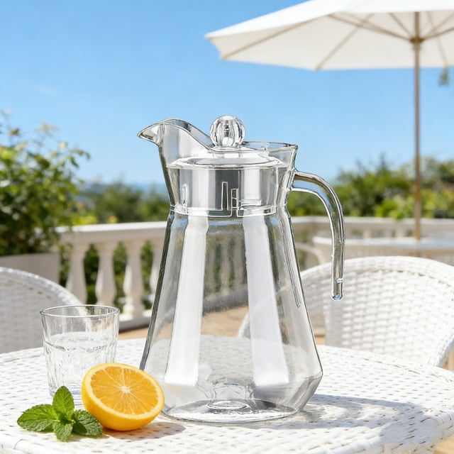 Acrylic Water Pitcher with Lid Large Capacity 1.5L Clear Juice Jug for Fridge Lemonade Iced Tea and Beverage Storage Home Kitchen Party Use