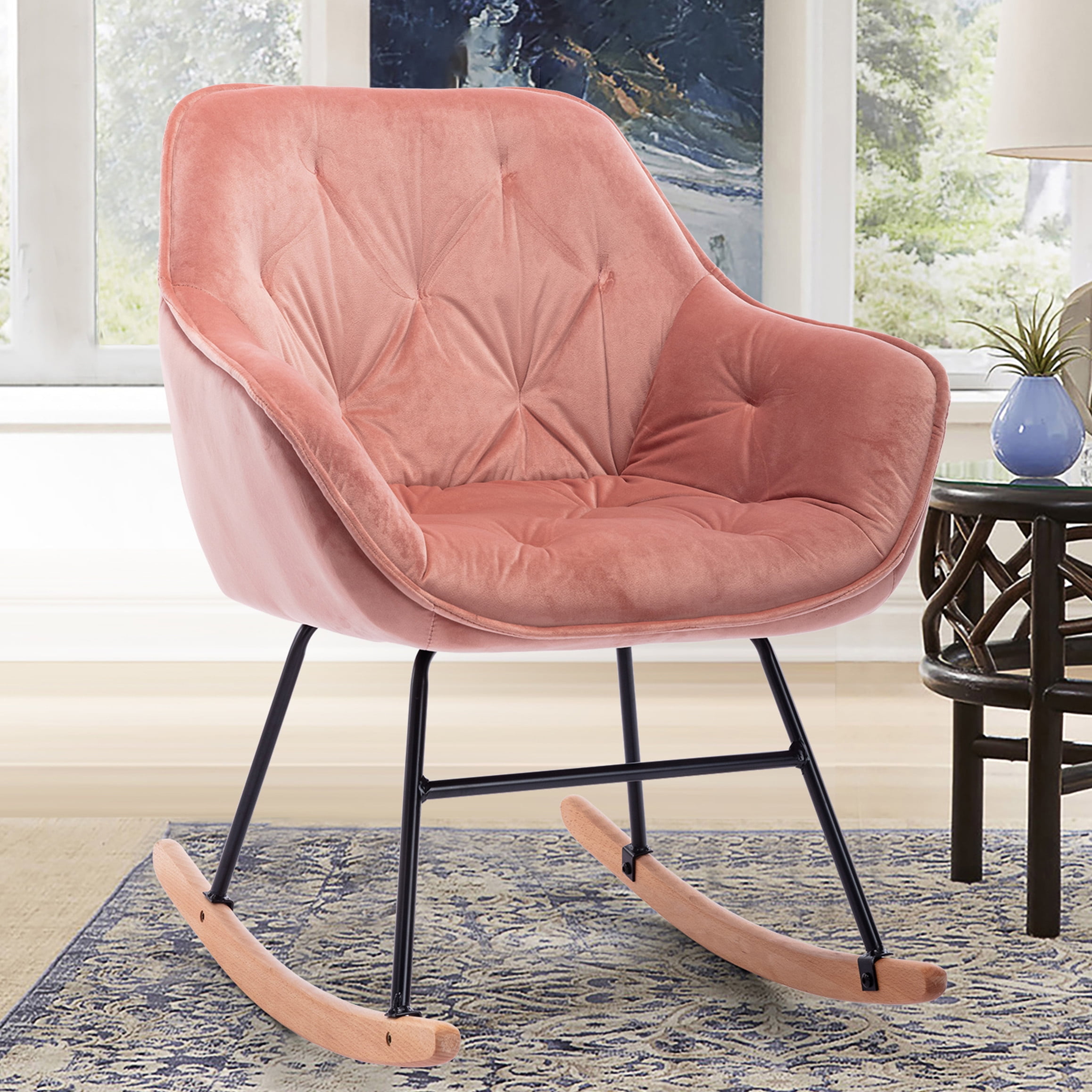 Bellemave Velvet Rocking Chair for Living Room, Bedroom, Baby Nursery