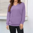 thumbnail image 2 of Women's Long Sleeve Sweatshirt No-Cap V-Neck Solid Color Outfits Casual Fall Clothes Basic Fashion Winter Clothing, 2 of 6