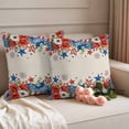 thumbnail image 2 of 4th of July Outdoor Waterproof Pillow Covers, Red Blue Independence Day Floral Star Rustic Decorative Square Throw Pillowcase Sofa Cushion Sham for Patio/Couch/Chair, 24"x24" 2 Pack, 2 of 8