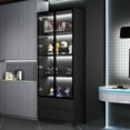 thumbnail image 2 of KULAGAGA Bookcases Organizer with LED Lights, Heavy Duty Display Cabinet with Glass Door and 2 Drawers for Living Room, 31.5" Wide, 2 of 7