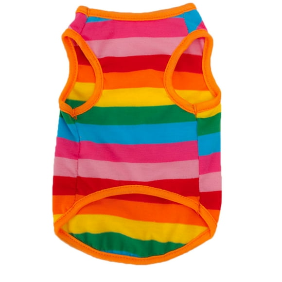 EeaseMX Elegante vestido de perrito para perros Chaleco de rayas arcoíris Ropa de verano para mascotas Chaleco Camisas Talla M