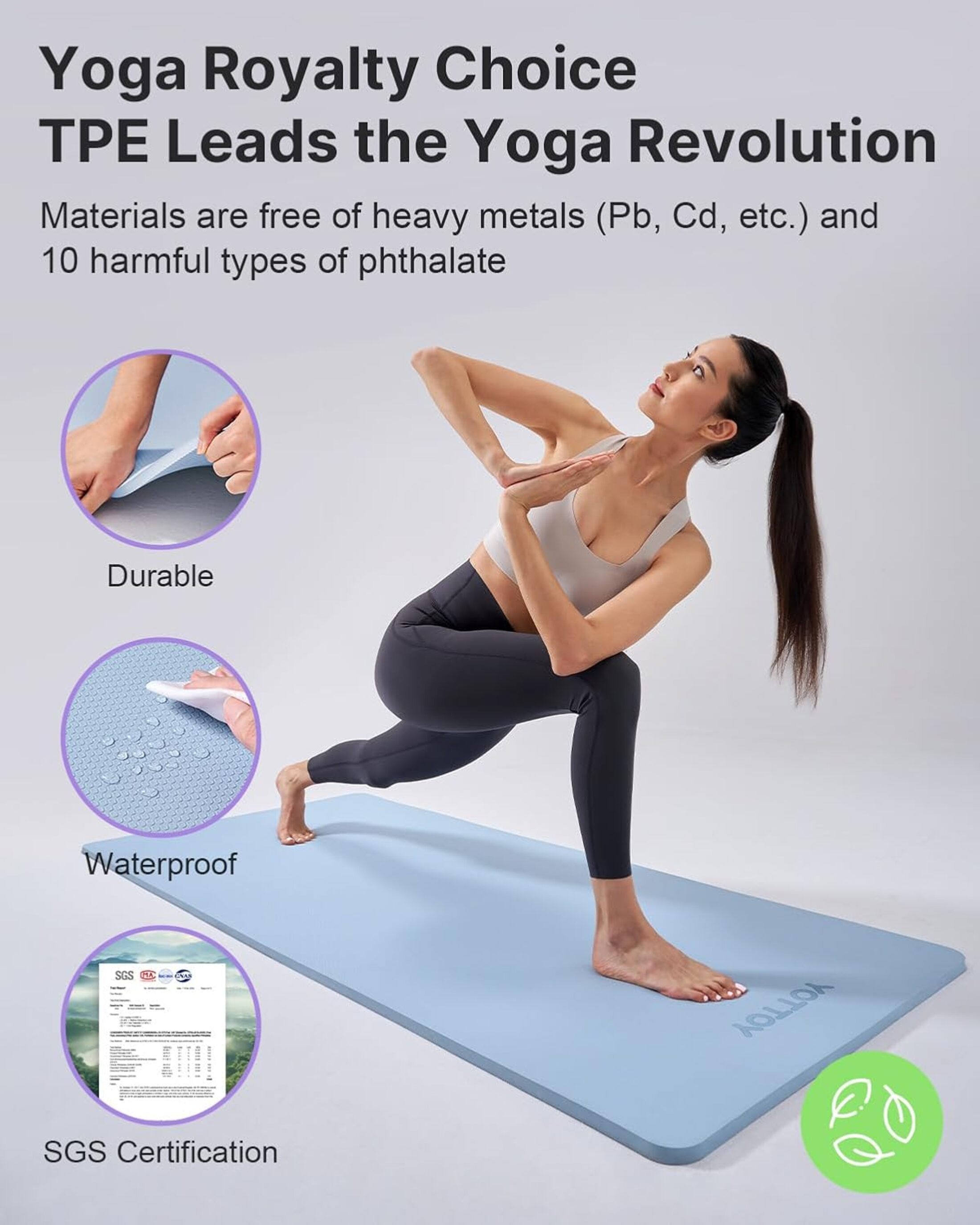 YOTTOY Extra Thick Yoga Mat 72x24 with Strap photo 2