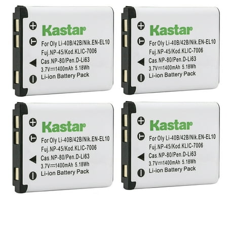 Image of Kastar Li-42B Battery 4-Pack Replacement for Olympus Stylus 780 Stylus 790SW Stylus 820 Stylus 830 Stylus 840 Stylus 850SW Stylus 1040 Stylus 1050SW Stylus 1200 Stylus 5010 Camera