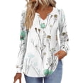 thumbnail image 6 of FNFHFY Shirts for Women V Neck Long Pleated Sleeve Shirt Dressy Floral Print Blouse Tops Cute Summer Fall T-shirt, 6 of 6
