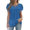 thumbnail image 5 of GaThRRgYP Womens Summer Tunics Tops Short Sleeve,Women's Fashion Tees Casual Crewneck 3/4 Sleeve Loose T Shirt Ladies Blouses Shirts Blue S, 5 of 5