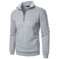 thumbnail image 3 of IYTR Men's Stand Collar Sweatshirt Solid Color Long Sleeve Casual Sweatshirts Fall Clothes Zipper Pullover Sweatshirt Gray S, 3 of 7