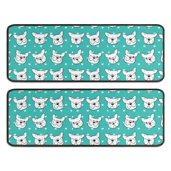 Kitchen Rugs Sets Of 2,Esign Of Head Pug Dog Anti Fatigue Kitchen Mat Rugs Non Slip Washable,Decorative Kitchen Floor Mats for Kitchen,Sink,Laundry,17"x47" 17"x47"