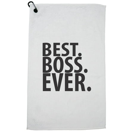 Simple Trendy Best. Boss. Ever. Golf Towel with Carabiner (Best Carabiners For Alpine Draws)