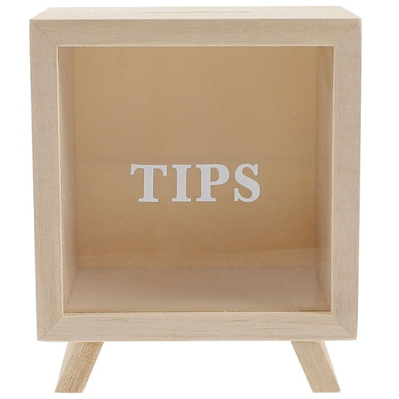 Amosfun Travel Fund Money Box Wooden Bank Khaki Color Saving 1 Piece