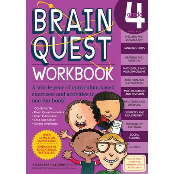 Pre-Owned Brain Quest Workbook: 4th Grade [With Over 150 Stickers and Mini-Card Deck and Fold-Out 7 Continents, 1 World Poster] (Paperback) 0761150188 9780761150183