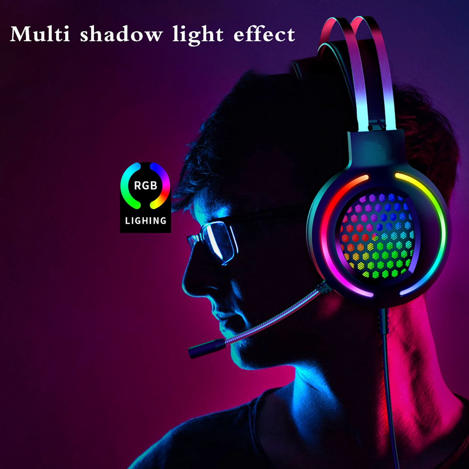 Wired USB Gaming Headset: 7.1 Surround Sound - Vibrant Customizable RGB - Game/Chat Balance, Gamer Headphone with Noise Canceling Mic for PC, Computer, Laptop, Gamer - Black