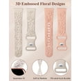 thumbnail image 3 of TOYOUTHS 2-Pack Floral Embossed Bands Compatible with Versa 2/Versa Lite/Versa Watch Bands - 3D Flower Engraved Silicone Wristbands for Women, Soft Comfort Strap Replacement, 3 of 6