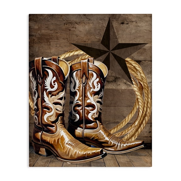 Stupell Industries Rustic Lodge Cowboy Boots Lone Star Canvas Art, 16 x 20, by Kim Allen