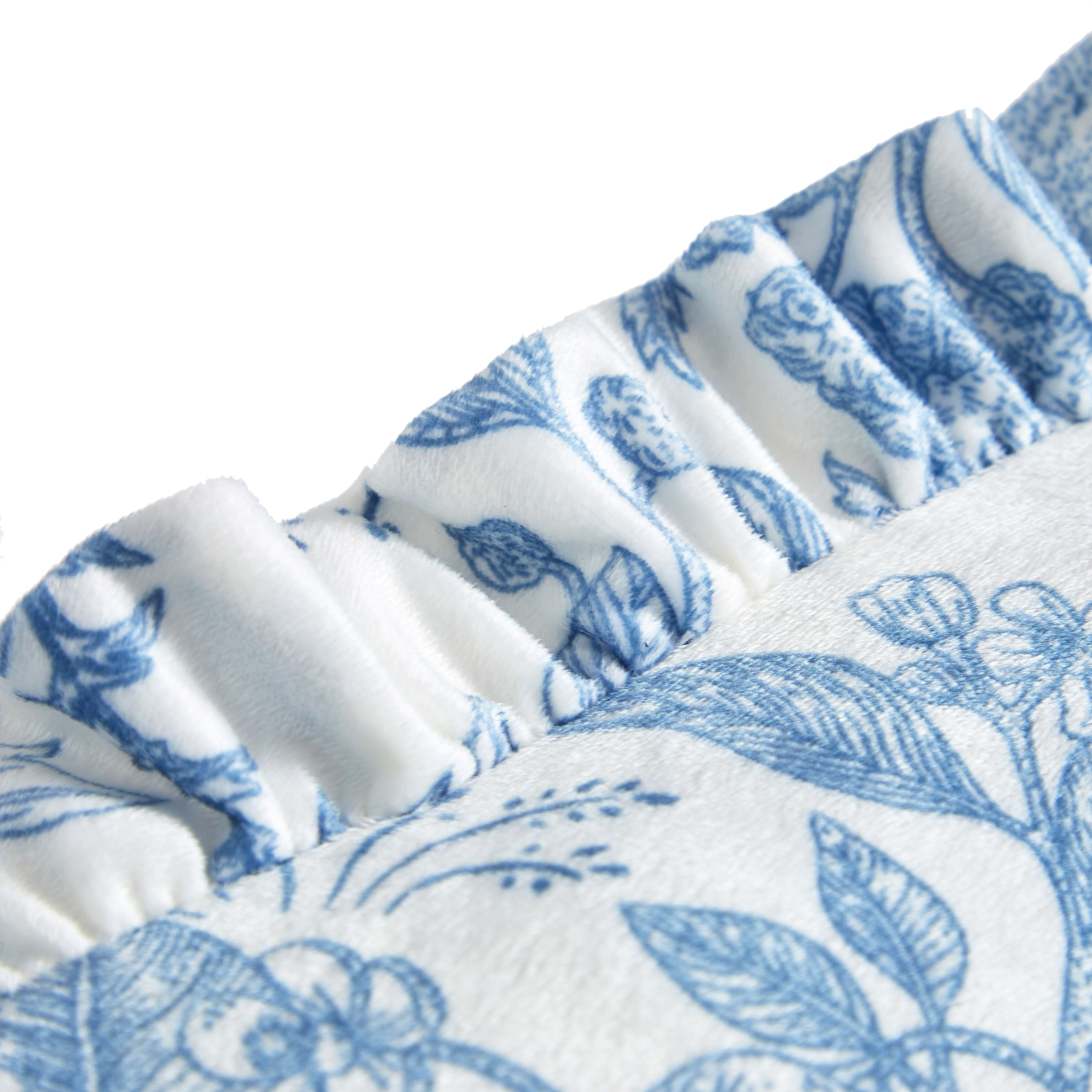 Urban Shop Blue Petals & Pearls Ruffle Decorative Pillow 12"x18"