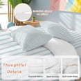 thumbnail image 3 of Blue Striped Duvet Cover Set, Blue White Stripes Farmhouse Soft Duvet Cover California King Bedding Set 4 Pieces, 1 Quiltcover and 2 Pillowcases with Zipper, 1 Bed Sheet for All Seasons, 3 of 9