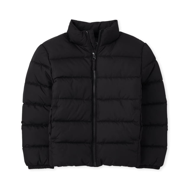Chaqueta acolchada The Children's Place para niños, color negro, talla mediana (7/8)