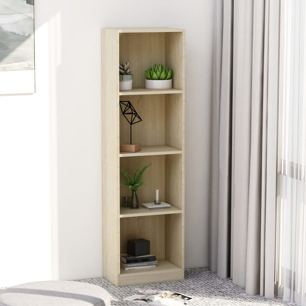 Lowestbest 4 Tier Floor Cabinet, Open Book Cabinet Side Corner Storage Cabinet, Nature Lowestbest 4 Tier Floor Cabinet, Open Book Cabinet Side Corner Storage Cabinet, Nature