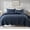 Navy Blue, variant on White King Size Quilt Bedding Set, Blue Scalloped Farmhouse Country Rustic Lightweight Soft Coverlet, for All Season Cute Cozy Kantha Pick Stitch Bedspread 2 Pillow Shams