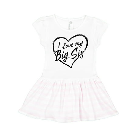 

Inktastic I Love My Big Sis in Black Chalk Heart Gift Toddler Girl Dress