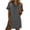 Gray, variant on Womens Denim Trim Collar Dress Button Down Short Sleeve Tunic Mini Dress Solid Casual Dress