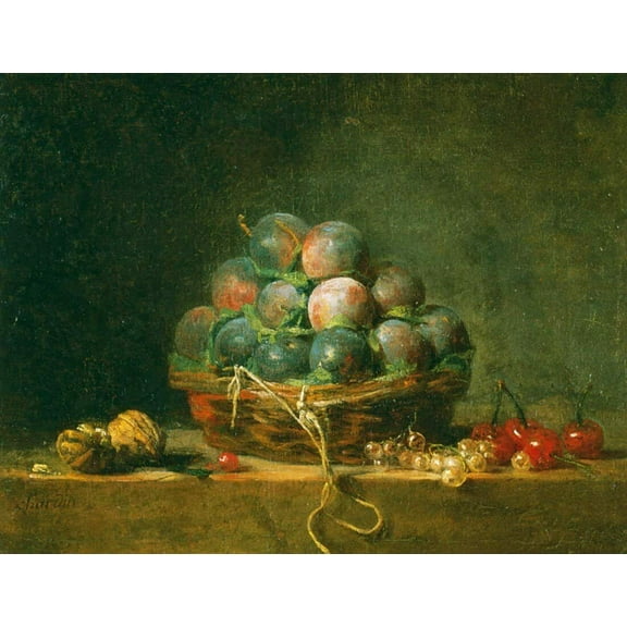 Basket Of Plums-Chardin - CANVAS OR FINE PRINT WALL ART