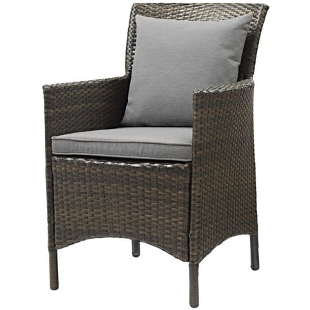 Balcony Dining Furniture Modern Contemporary Urban Design Outdoor Patio Balcony Garden Furniture Side Dining Chair Armchair, Rattan Wicker, Grey Gray Brown ()
