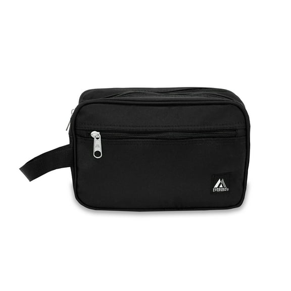 Everest Unisex Dual Compartment Toiletry Bag Black