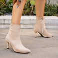 thumbnail image 5 of Womens Chic Ankle Booties Pointed Toe Stiletto Heel Shoes Side Zip Faux Suede Fashion Short Party Evening Date Night Office Daily Wear Boots, 5 of 10