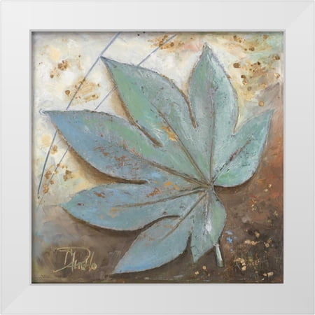 Pinto Patricia 12x12 White Modern Wood Framed Museum Art Print Titled - Turquoise Leaf I