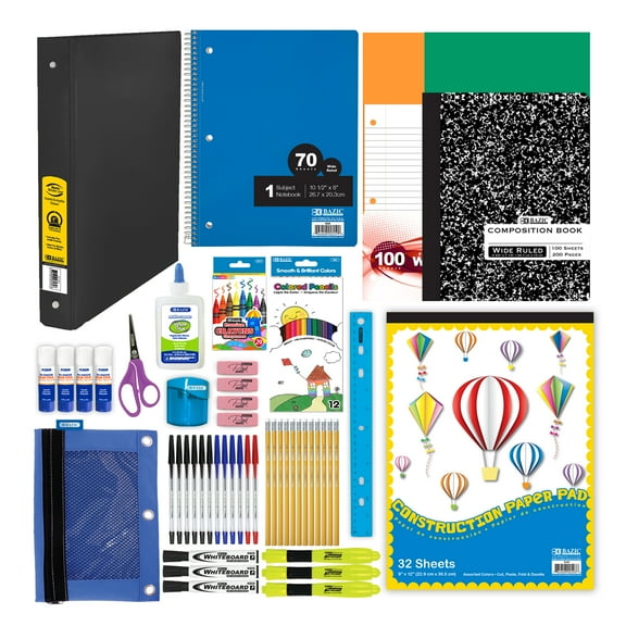 BAZIC School Kit Supplies Kit 86 Count, Bazic Products School Supplies Composition Books for Student 3-6 Grades, Spec May Vary, 1-Pack