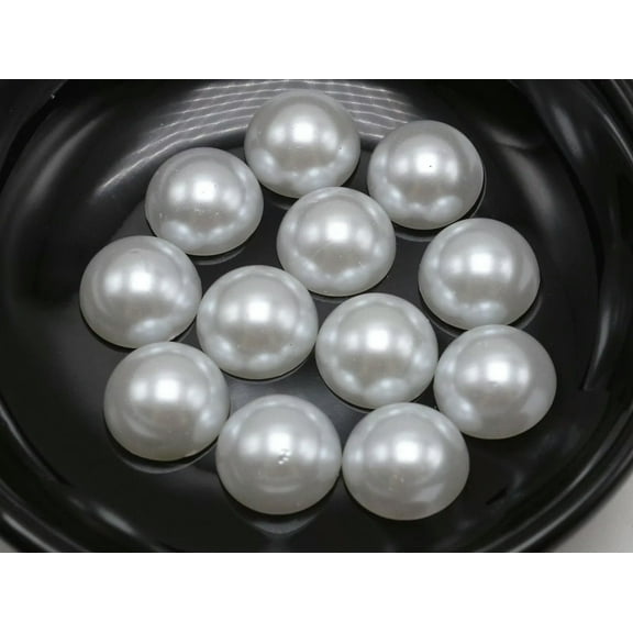 U8MO 100 Pure White FlatBack Acrylic Half Pearl Bead 14mm Flat Back Scrapbook Craft