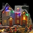 thumbnail image 5 of Alpine Corporation Animated Children Playing in Christmas Village Holiday Tabletop Decor with 26 Multicolor LED Lights and 5.9' Cord, 17" L x 11" W x 9" H, 5 of 12