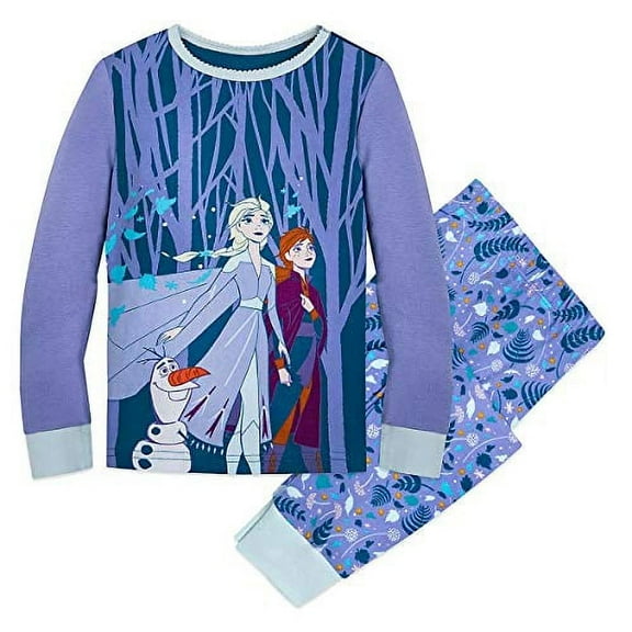 Dsney Frozen II Anna, Elsa and Olaf Fall Foliage Cotton Pajama Set, Size 3