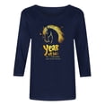thumbnail image 5 of TaTaai Womens 2026 New Year Celebration Print Three Quarter Sleeve Top Round Neck Casual Blouse Holiday Festival Party Wear Gift, 5 of 5