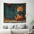 thumbnail image 2 of Halloween Tapestry Halloween Decor, Halloween Corgi Pumpkin Wall Tapestry Aesthetic, Halloween Decorations Tapestry Wall Hanging for Bedroom, Livingroom - 60x51in, 2 of 6