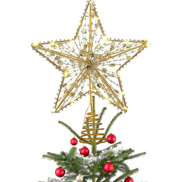 Christmas Tree Topper Delicate 3d Star Tree Topper Light Up Xmas Tree Topper Golden