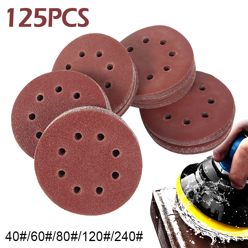 ALEKO Sandpaper Discs 240 Grit 5 in Diameter With 8 Holes Lot of 5 