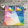 thumbnail image 3 of Ambesonne Rainbow Quilted Bedspread Set 3 Pcs, Fractal Colored Lines, Queen Size, Multicolor, 3 of 3