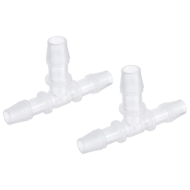 Unique Bargains 8x10x8mm OD PP Reducing Barb Hose Fitting Tee T Shape 3 Way Pipe Connector, Translucent 2 Pack