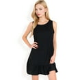 thumbnail image 2 of Women's Sleeveless Ruffle Hem Textured Shift Dress- Black,Small, 2 of 7
