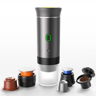 TINANA Portable Espresso Maker, 3-in-1 Travel Coffee Machine for Ground Coffee/NS/DG Capsules, Self-Heating Electric Coffee Maker with USB-C, 20 Bar Pressure for Car, Camping, Home & Office,Gray