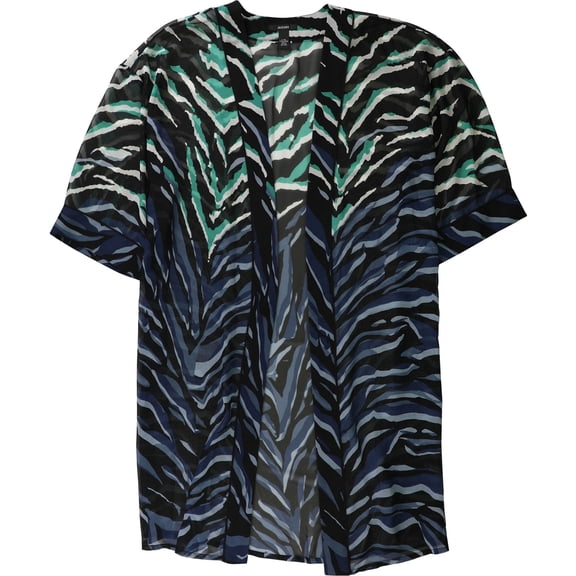 Alfani Womens Printed Kimono Top Blouse, Blue, S/M