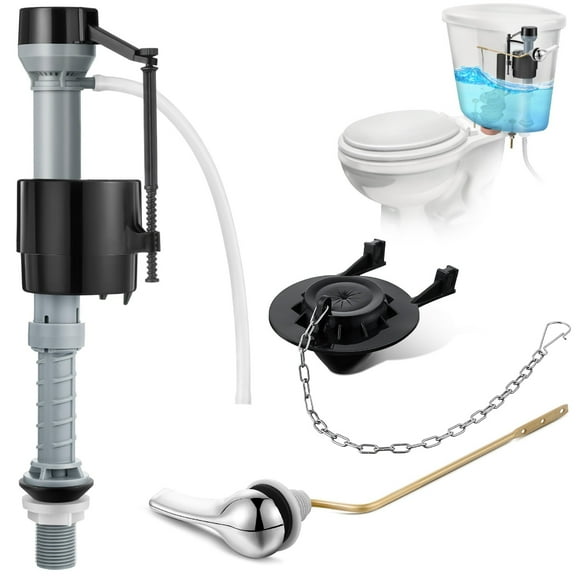 Universal Toilet Flusher Replacement Kit, Fill Valve, 2-Inch Flapper, Side Mount Handle Lever, Water-Saving, Adjustable Toilet Repair Kit Inside Tank, Easy to Install