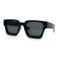 thumbnail image 5 of Womens Mod Pop Color Beveled Thick Horn Rim Plastic Fashion Sunglasses All Black, 5 of 8