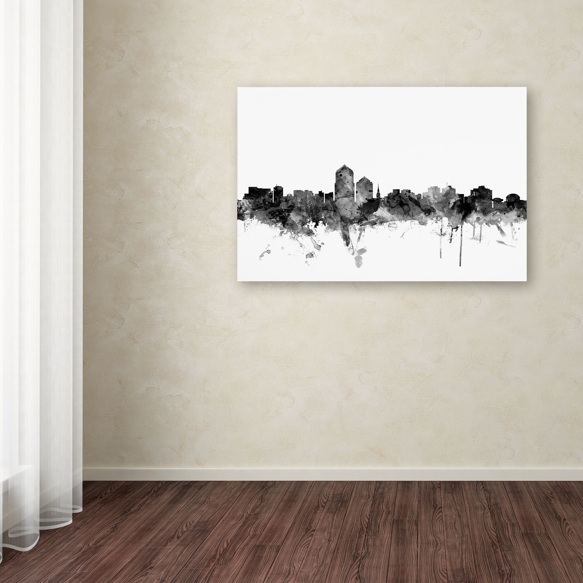 Trademark Fine Art "Albuquerque NM Skyline B&W" Canvas Art by Michael Tompsett