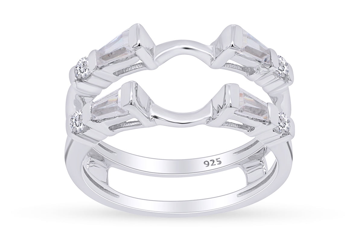 Jewel Zone US Round & Baguette Cubic Zirconia Simple Classic Guard