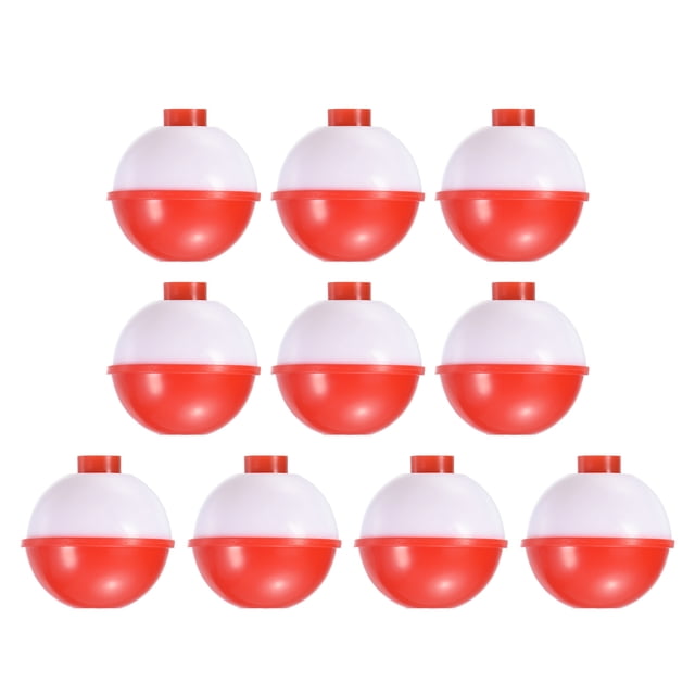 Unique Bargains 1.25 Inch Fishing Bobbers, Plastic Push Button Round Fishing Float, Red and White 10 Pack